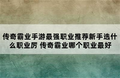 传奇霸业手游最强职业推荐新手选什么职业厉 传奇霸业哪个职业最好